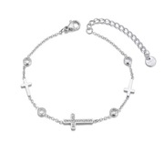 Przepiękna bransoletka krzyż cyrkonie stal kolor srebrny cudo okazja