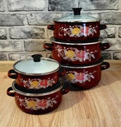 Garnki emaliowane 5 sztuk