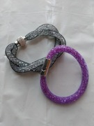 W3-  2  BRANSOLETKI z KRYSZTAŁKAMI - FIOLETOWA i CZARNA