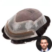 Peruka męska, tupecik, szwajcarska koronka z naturalnych ludzkich włosów