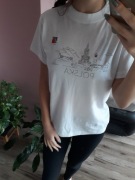 Biała koszulka t-shirt z krótkim rękawem napis Polska r. S M unisex damska