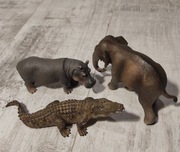figurki schleich hipopotam krokodyl słoń zwierzęta