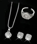Sprzedam 3 częściowy srebrny zestaw luksusowej biżuteri