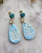 Wiszące geometryczne kolczyki z wzorem płytek z gliny polimerowej 