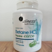 Aliness Betaine HCL 100 kapsułek betaina z pepsyną 