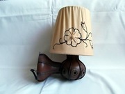 Kinkiet artystyczny - drewno obite skórą