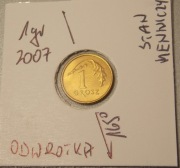 1 gr 2007 r. DESTRUKT... SUPER ODWROTKA z woreczka, mennicza P14