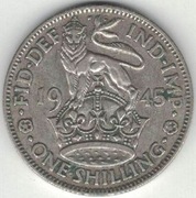 Wielka Brytania 1 szyling shilling 1945 - srebro Ag - nr 1 - herb angielski