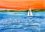 Gorące niebo Chorwacji. 30/40cm. Original Akwarela A3