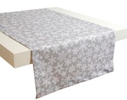 Bieżnik świąteczny dekoracyjny - białe śnieżynki na szarym tle 120x40