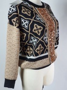 Nowy sweter damski wzory cekiny wełna