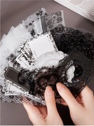 SCRAPBOOKING PAMIĘTNIK NAKLEJKI CZARNE BIAŁE KORONKOWE 100 SZTUK