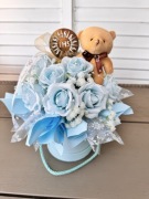 I Komunia Św. Flowerbox z różyczkami i misiem