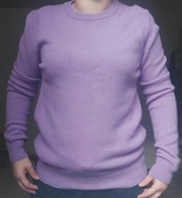 Marks&Spencer wełniany sweter damski wrzosowy fiolet 80% wełna owcza M 38