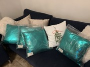 Zielone poduszki z cekinami 