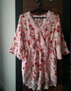 Piękny kombinezon H&M M kwiatowy wzór koronka