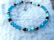 Branzoletka turkusowy holwit, srebrzony hematyt, kryształki 