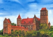 akwarela "Zamek Kwidzyn" A4 Witkowska oryginał