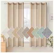 Woaboy Zasłony Lniane Boho Beżowe 140cm x 160 cm Na Przelotkach