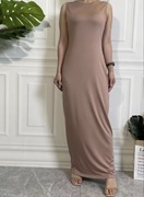 Długa sukienka beżowo brązowa idealna pod abaya