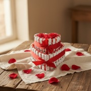 Dwupiętrowy tort z Kinderków + róże mydlane – prezent