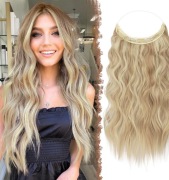 Przedłużenia Włosów FESHFEN Halo 50cm - Złoty Brąz - Termoodporne NOWY