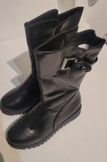 Nowe Botki Zimowe Damskie r. 38 – Czarne, Ocieplane Futerkiem, Traktory