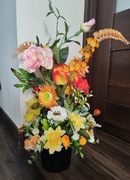 Stroik bukiet kwiaty na prezent cmentarz kompozycja jesienna 