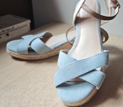 F+F jeansowe sandały koturn plecione espadryle 37