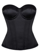 Satynowy czarny gorset przeszycia wiązanie wyszczuplający XS/S/M/L/XL 