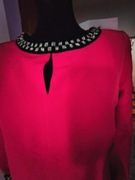 Czerwona bluzka złote zdobienie Boże Narodzenie święta mikolaj