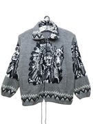 Puchata bluza rozsuwana wełniana teddy Indianin wilk etno Yari L