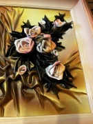 OBRAZ SKÓRZANY - OBRAZ ZE SKÓRY - KWIATY - ŁADNY RELIKT MINIONYCH CZASÓW 