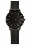 Zegarek męski czarny mesh minimalistyczny elegancki czarna tarcza