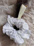 Frotki, scrunchie, DYI, ręcznie szyte BIEL