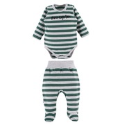 Eevi Ancymon Zestaw Body i Półśpiochy w Paski Zielono-Szary Rozmiar 80 