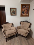 Zestaw wypoczynkowy w stylu Ludwik Filip – sofa i dwa fotele