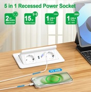 Wysuwane gniazdko elektryczne 220v z USB C PD 20 W i 15 W
