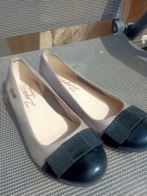 Szare balerinki z kokardką zapato półbuty lordsy