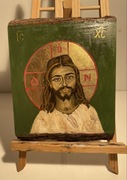 Jezus - współczesna ikona na desce, tempera