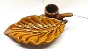 Popielniczka ceramiczna Fajka liść tytoniu PRL 