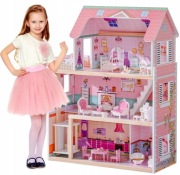 ROBUD Drewniany Domek Dla Lalek - Prezent Dla Dziewczynek i Chłopców