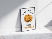 Plakat do pobrania - Halloween / dekoracja / druk / dynia / nietoperze