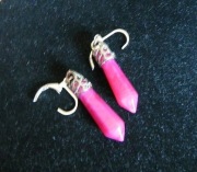 Różowy agat fuksja, efektowne, wiszące kolczyki w srebrze
