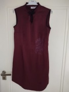 Bordowa, krótka sukienka wieczorowa - satynowa