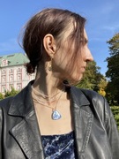 Medalik na naszyjnik z gliny zawieszka króliki pentagram handmade