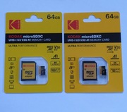 2x karta pamięci microSD SDXC U3 V30 A1 4K Kodak 64GB nowe