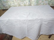 Śliczny lniany obrus ręcznie haftowany śr.165