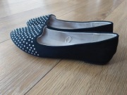 Baleriny skórzane 37 punkowe z ćwiekami nitami mokasyny biuro rock