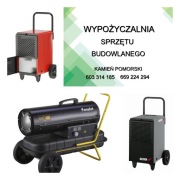 Osuszacz powietrza. Nagrzewnica olejowa 20kW. Wynajem